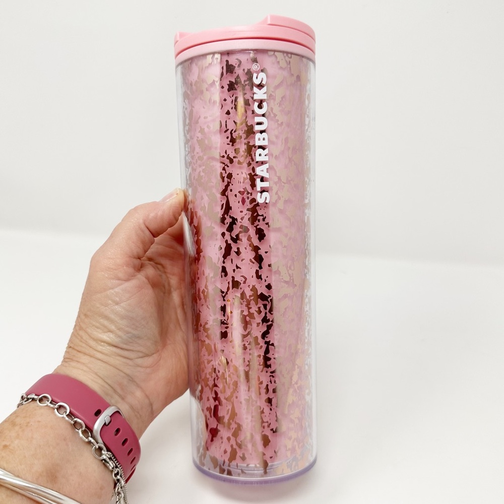 STARBUCKS ACRYLIC PINK/GOLD 16 OZ TUMBLER